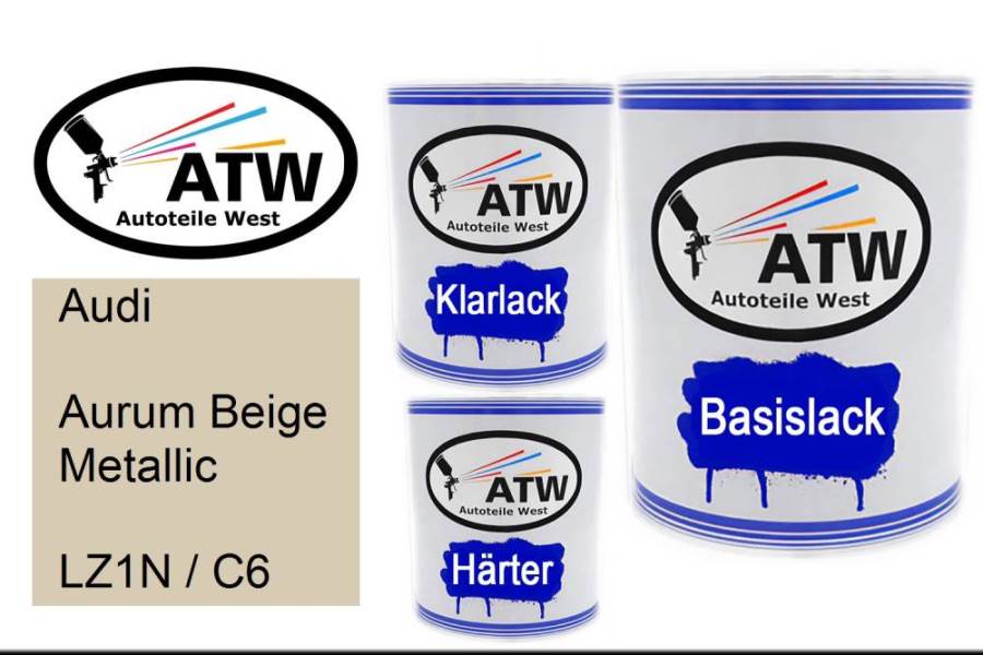 Audi, Aurum Beige Metallic, LZ1N / C6: 1L Lackdose + 1L Klarlack + 500ml Härter - Set, von ATW Autoteile West.